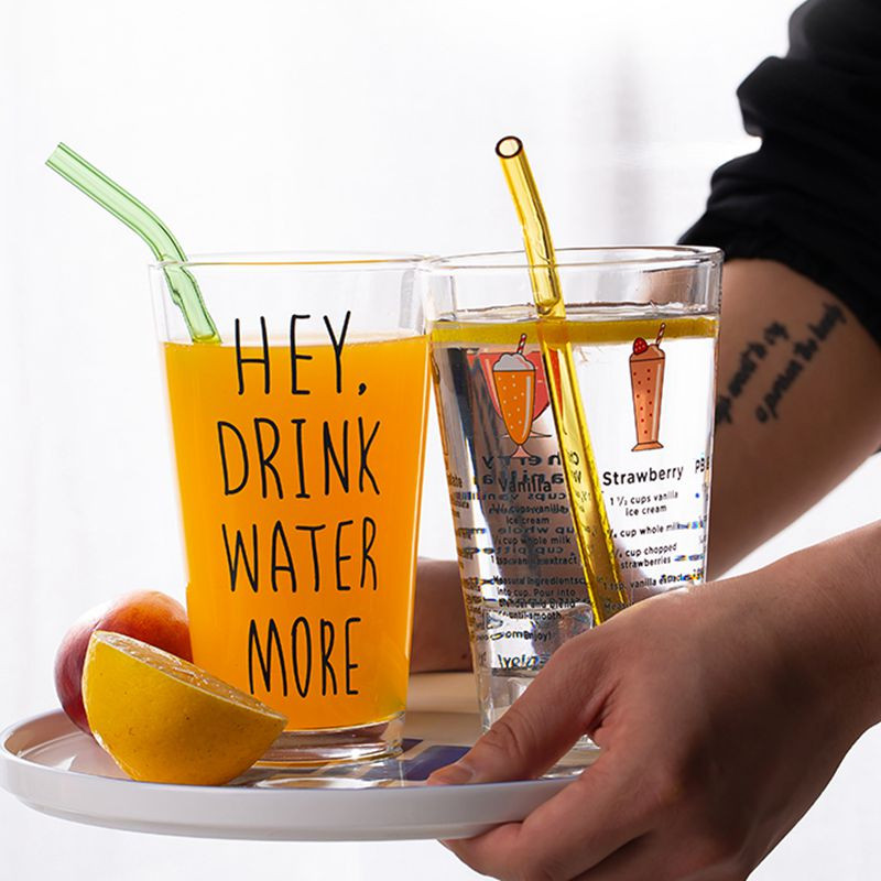 8 spalvų daugkartinio naudojimo stiklo šiaudeliai 4 vnt.