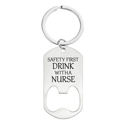 Tartó Üres kulcstartó és fém címke a KEY Chain sörösüveg kulcstartó nyitó számára Ajándék KEY Ring Carry Easy Bar Tool számára