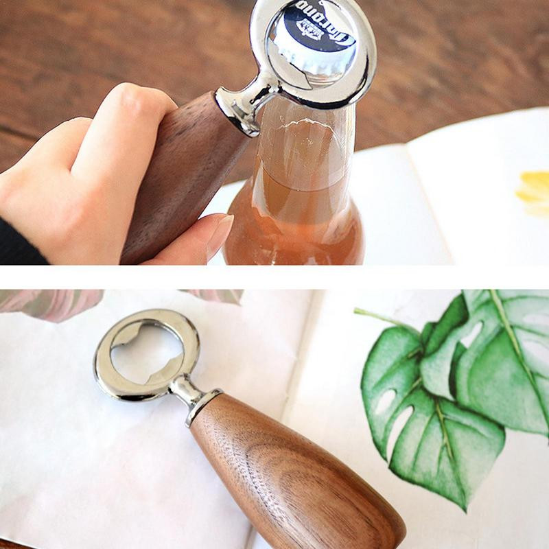 Дървена отварачка за бирени бутилки Отварачка за капачки с орехова дръжка Подаръци за младоженци Тирбушон за сватбени сувенири Предложение Прием