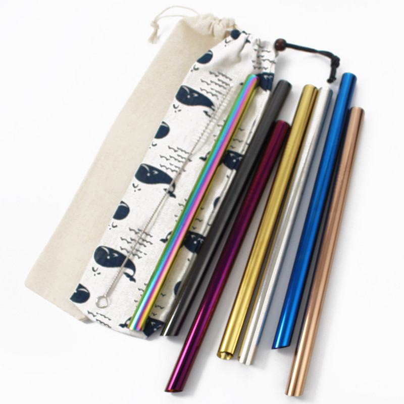 1 бр. Многократна сламка за пиене 304 неръждаема стомана 12 mm Метална перлена млечен шейк Fat Bubble Tea Многократна метална четка за големи сламки