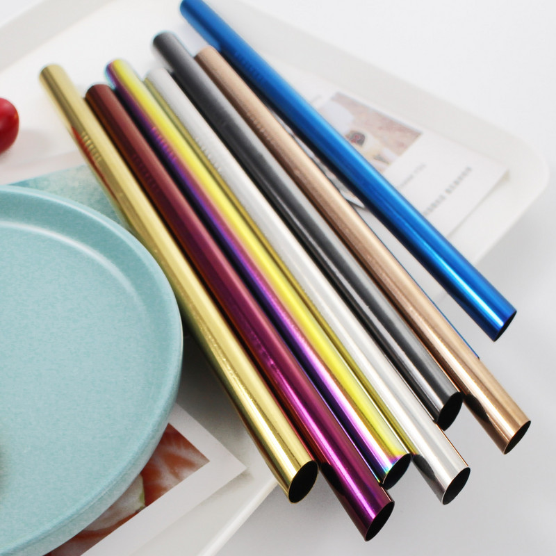 1 бр. Многократна сламка за пиене 304 неръждаема стомана 12 mm Метална перлена млечен шейк Fat Bubble Tea Многократна метална четка за големи сламки