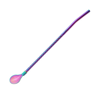 Daugkartinio naudojimo ilgas šiaudų šaukštas Nešiojamas arbatos kaušelis Daugiaspalvis 18/10 nerūdijančio plieno šiaudų baras, kokteilių kavos maišymo šaukštelis