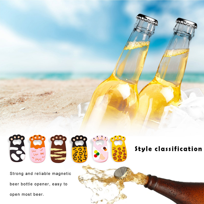 Deschizător de sticle de vin creativ 2023 Nou desen cu gheare de pisică grasă cu aspirație magnetică Lipici moale PVC Autocolant pentru frigider Deschizător de conserve de bere