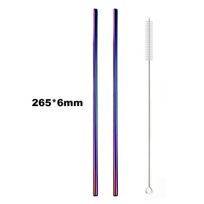 Set de paie curcubeu colorat, 1-2 buc, paie de băut din oțel inoxidabil 304, 16/19/21/23/26 cm, 12 mm, perie reutilizabilă pentru paie de băutură din metal îndoită