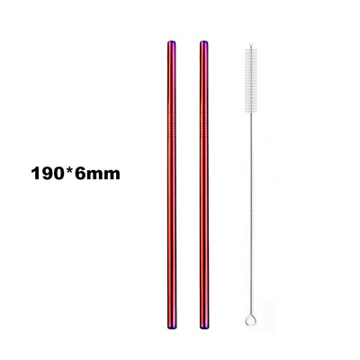 Set de paie curcubeu colorat, 1-2 buc, paie de băut din oțel inoxidabil 304, 16/19/21/23/26 cm, 12 mm, perie reutilizabilă pentru paie de băutură din metal îndoită