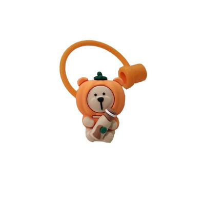 1 buc capac de praf de băut din desene animate, din silicon, cu paie, capac, capac, capac reutilizabil, accesorii pentru pahare, recipiente rezistente la praf, instrument pentru bar de bucătărie