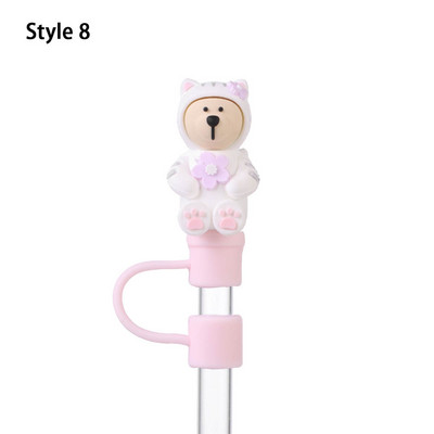 1 buc capac de praf de băut din desene animate, din silicon, cu paie, capac, capac, capac reutilizabil, accesorii pentru pahare, recipiente rezistente la praf, instrument pentru bar de bucătărie