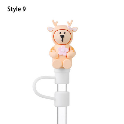 1 buc capac de praf de băut din desene animate, din silicon, cu paie, capac, capac, capac reutilizabil, accesorii pentru pahare, recipiente rezistente la praf, instrument pentru bar de bucătărie