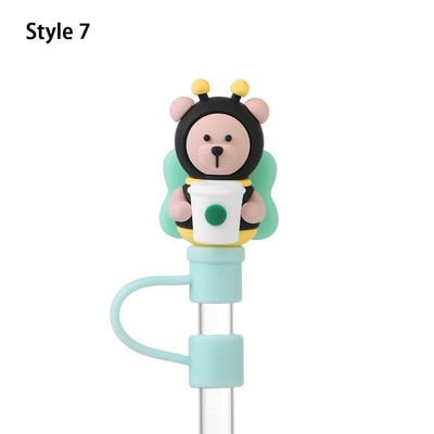 1 buc capac de praf de băut din desene animate, din silicon, cu paie, capac, capac, capac reutilizabil, accesorii pentru pahare, recipiente rezistente la praf, instrument pentru bar de bucătărie