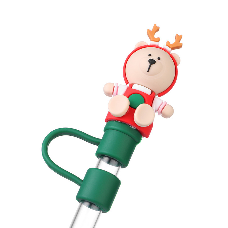 1 buc capac de praf de băut din desene animate, din silicon, cu paie, capac, capac, capac reutilizabil, accesorii pentru pahare, recipiente rezistente la praf, instrument pentru bar de bucătărie