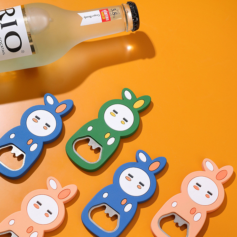 LINSBAYWU Deschidetor de sticle de iepure de desene animate Deschidetor de sticle din oțel inoxidabil Băutură de lapte Deschizător de bere Deschidetor pentru petreceri de Paște Instrument de bar Accesorii pentru bucătărie