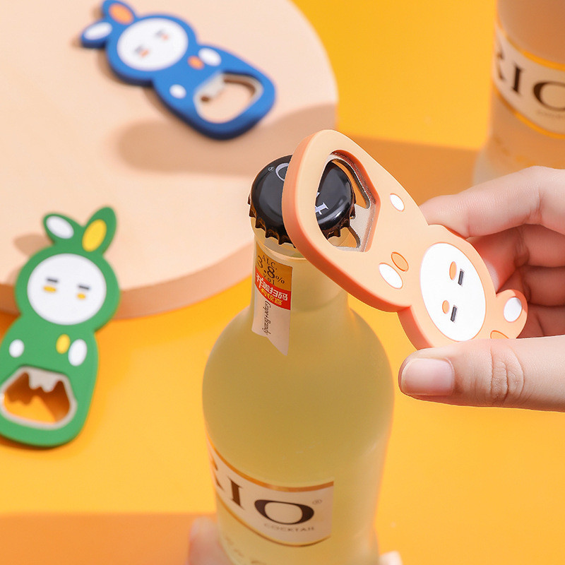 LINSBAYWU Deschidetor de sticle de iepure de desene animate Deschidetor de sticle din oțel inoxidabil Băutură de lapte Deschizător de bere Deschidetor pentru petreceri de Paște Instrument de bar Accesorii pentru bucătărie