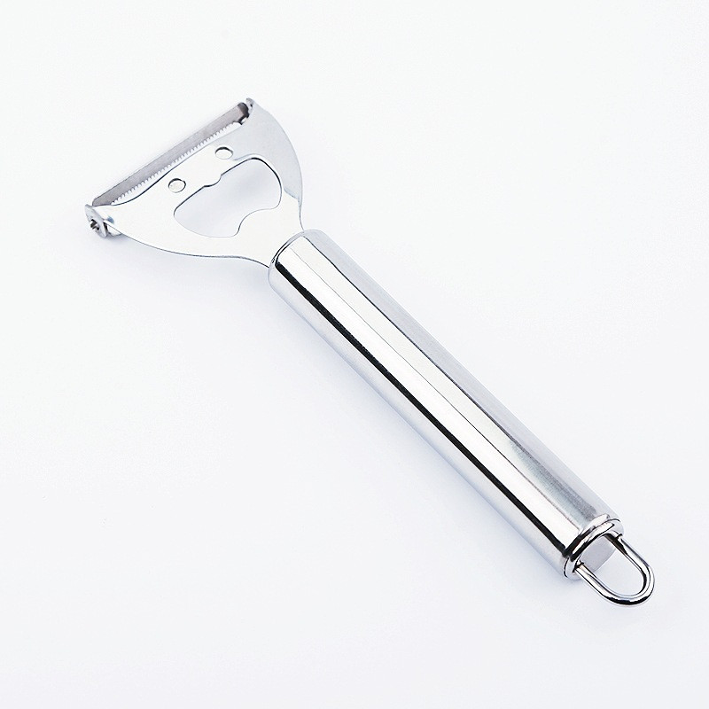 Deschizător de sticle de bere din oțel inoxidabil, portabil, multifuncțional, 2 în 1, peeling, deschizător de sticle, accesorii de bucătărie pentru bar