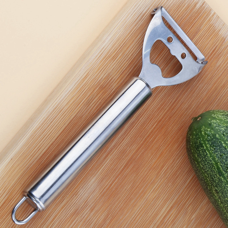 Deschizător de sticle de bere din oțel inoxidabil, portabil, multifuncțional, 2 în 1, peeling, deschizător de sticle, accesorii de bucătărie pentru bar