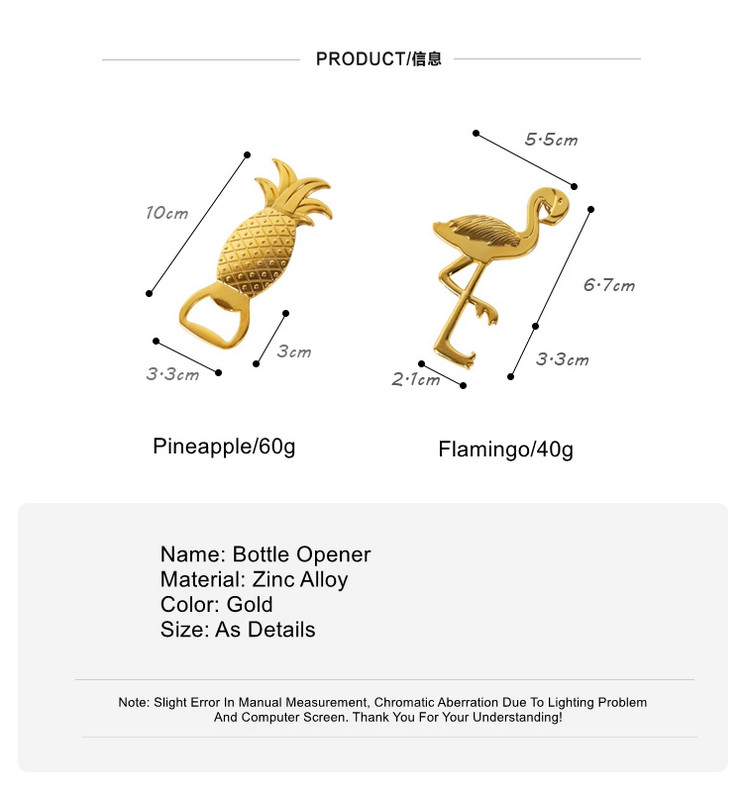 Creativ sticle din metal auriu Deschizător de vin pentru bere Favoruri de aniversare Cadouri Cadouri de nuntă Petrecere de birou Tipuri de ananas Flamingo