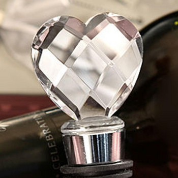 Хромирана запушалка за бутилка вино Кристал във формата на сърце Сватбена услуга Напитка Рецепция Декор Непропусклив Уплътнител за бутилка Wine Fresh Saver