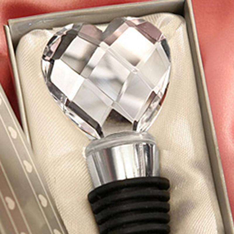 Dop pentru sticle de vin cromat, în formă de inimă, Favoare de nuntă, Decor pentru recepție de băutură