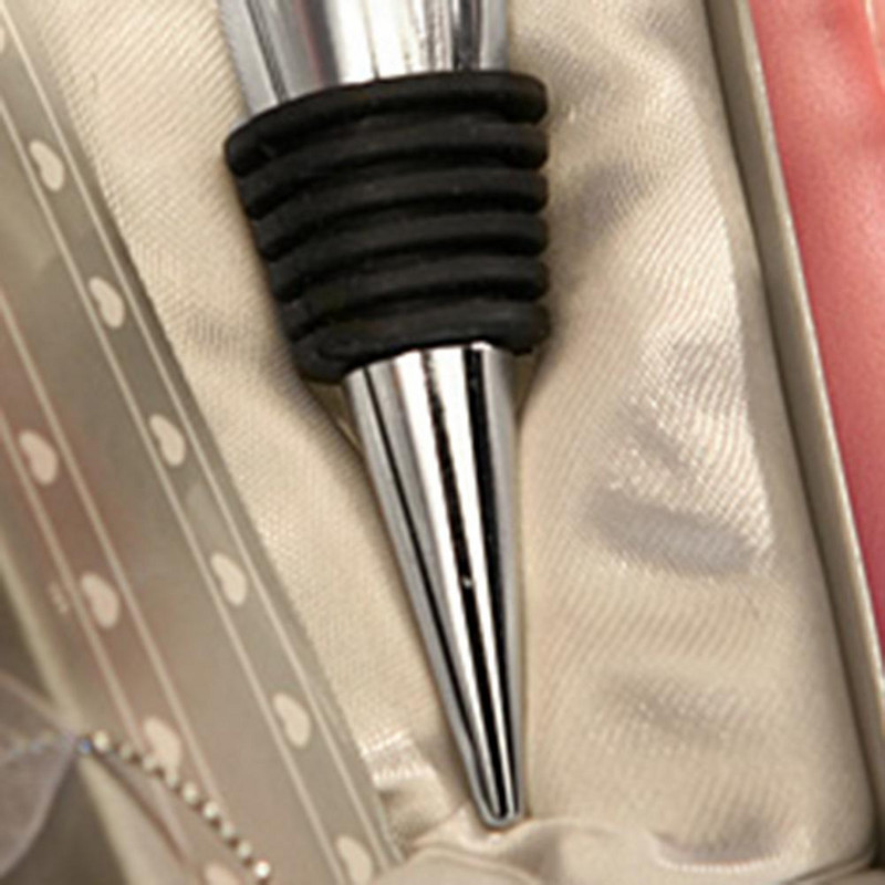 Dop pentru sticle de vin cromat, în formă de inimă, Favoare de nuntă, Decor pentru recepție de băutură