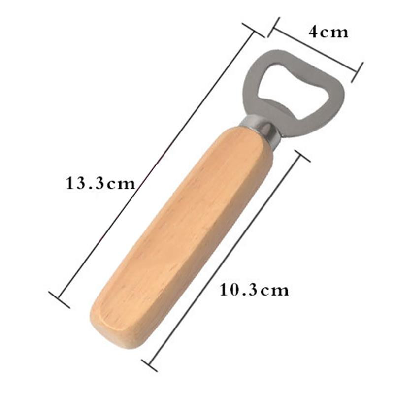 Praktiškas guminės medinės rankenos nerūdijančio plieno alaus butelių atidarytuvas Creative medinės rankenos alaus kamštelio atidarytuvas Alaus butelių atidarytuvas