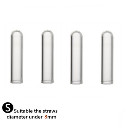 4 buc. Huse reutilizabile pentru paie de sticlă Capac pentru vârfuri de paie de băut Capac pentru paie din oțel inoxidabil Smoothie de 6/8/12 mm Capace de paie de sticlă