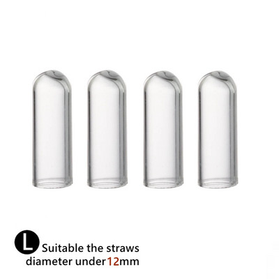 4 buc. Huse reutilizabile pentru paie de sticlă Capac pentru vârfuri de paie de băut Capac pentru paie din oțel inoxidabil Smoothie de 6/8/12 mm Capace de paie de sticlă