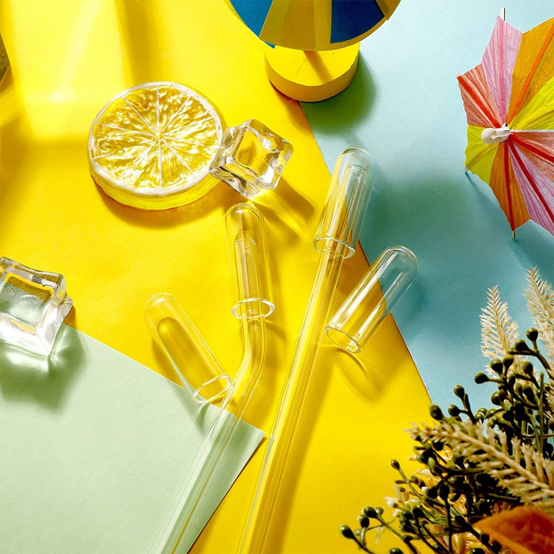 4 buc. Huse reutilizabile pentru paie de sticlă Capac pentru vârfuri de paie de băut Capac pentru paie din oțel inoxidabil Smoothie de 6/8/12 mm Capace de paie de sticlă