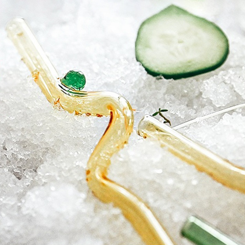 1 bucată paie colorată din sticlă borosilicată pentru ceai cu lapte, lungă groasă, paie din sticlă de băut, curbată, reutilizabilă, accesorii pentru bar