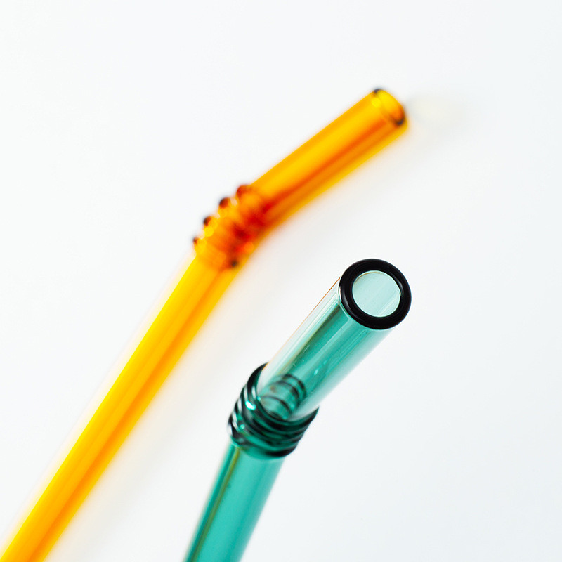 Висококачествени прозрачни стъклени сламки за многократна употреба Млечен чай Кристални огънати сламки за рожден ден Сватбен бар Подарък