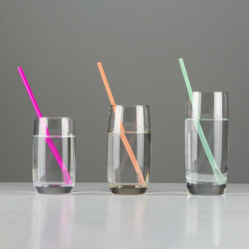 100 de bucăți paie de plastic multicolore de unică folosință paie de băut lingură bar pub paie de nămol pentru sărbătoarea de naștere consumabile pentru petreceri