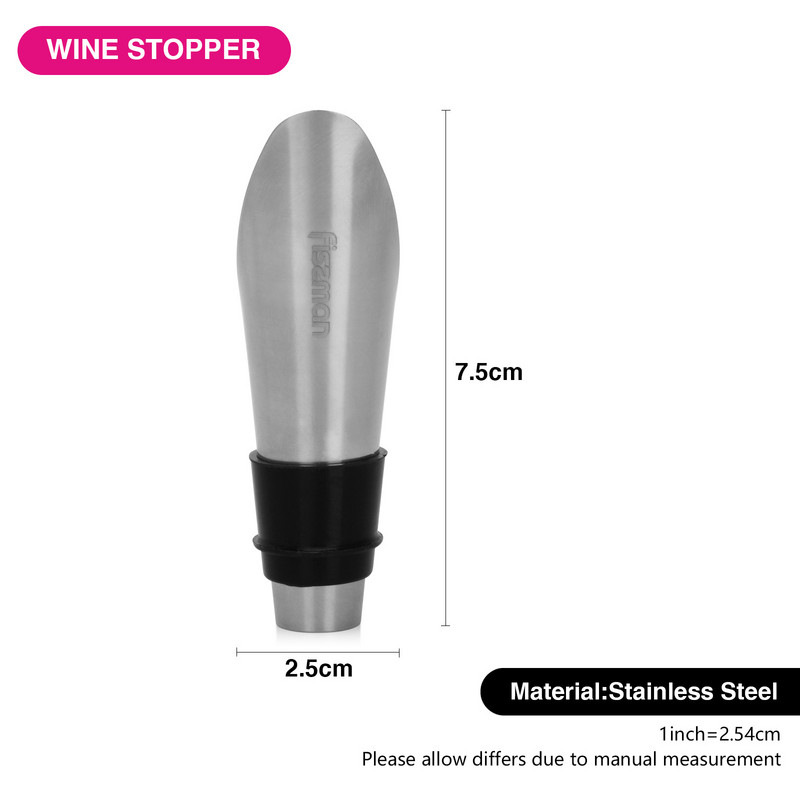 Set dopuri de plută de vin FISSMAN cu capac din lemn și din oțel inoxidabil Accesorii pentru vin pentru păstrarea proaspetelor turnatoare pentru petrecerea la bar