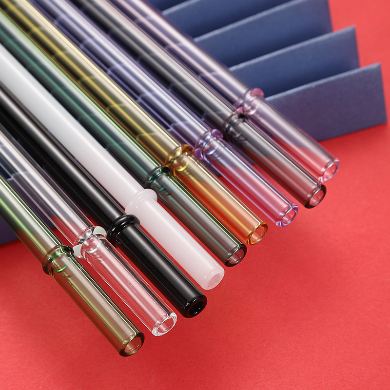 1/2 bucăți paie din sticlă curbată fină specială, drepte, reutilizabile, ecologice, cu 1 bucată perie de curățare și carcasă