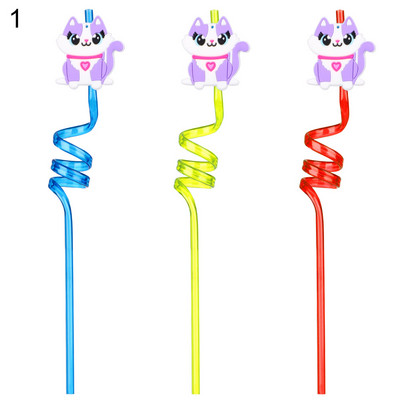 1 vnt Animacinių filmų serijos gyvūnų serijos teminiai plastikiniai šiaudeliai Daugkartiniai gėrimo šiaudeliai vaikams Baras Namų virtuvė Gimtadienio dekoras