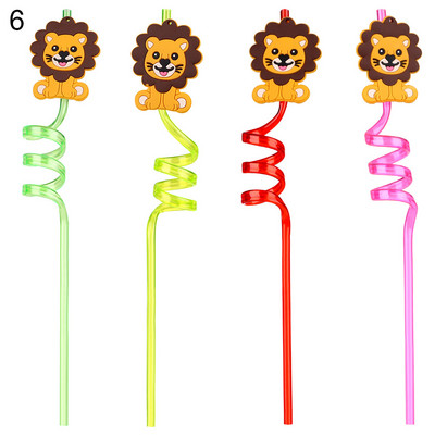 1 vnt Animacinių filmų serijos gyvūnų serijos teminiai plastikiniai šiaudeliai Daugkartiniai gėrimo šiaudeliai vaikams Baras Namų virtuvė Gimtadienio dekoras