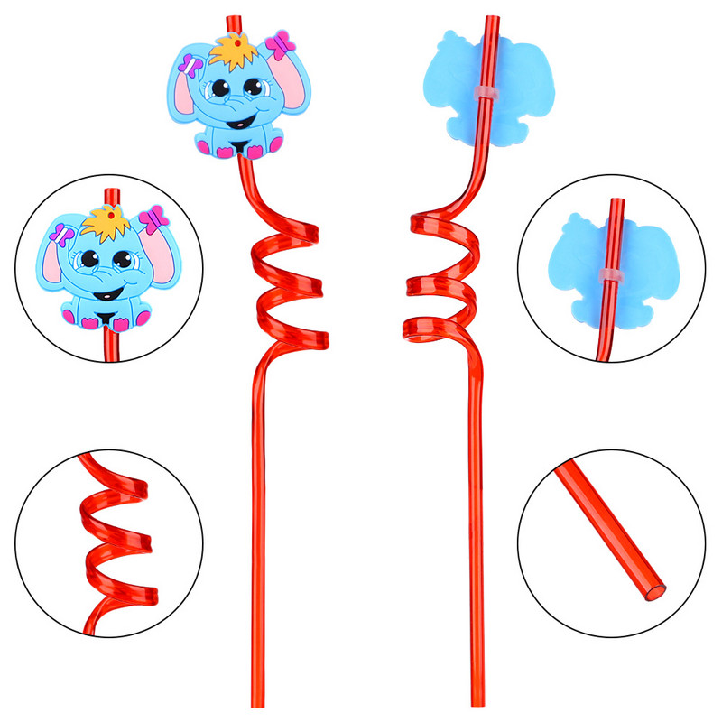 1 vnt Animacinių filmų serijos gyvūnų serijos teminiai plastikiniai šiaudeliai Daugkartiniai gėrimo šiaudeliai vaikams Baras Namų virtuvė Gimtadienio dekoras