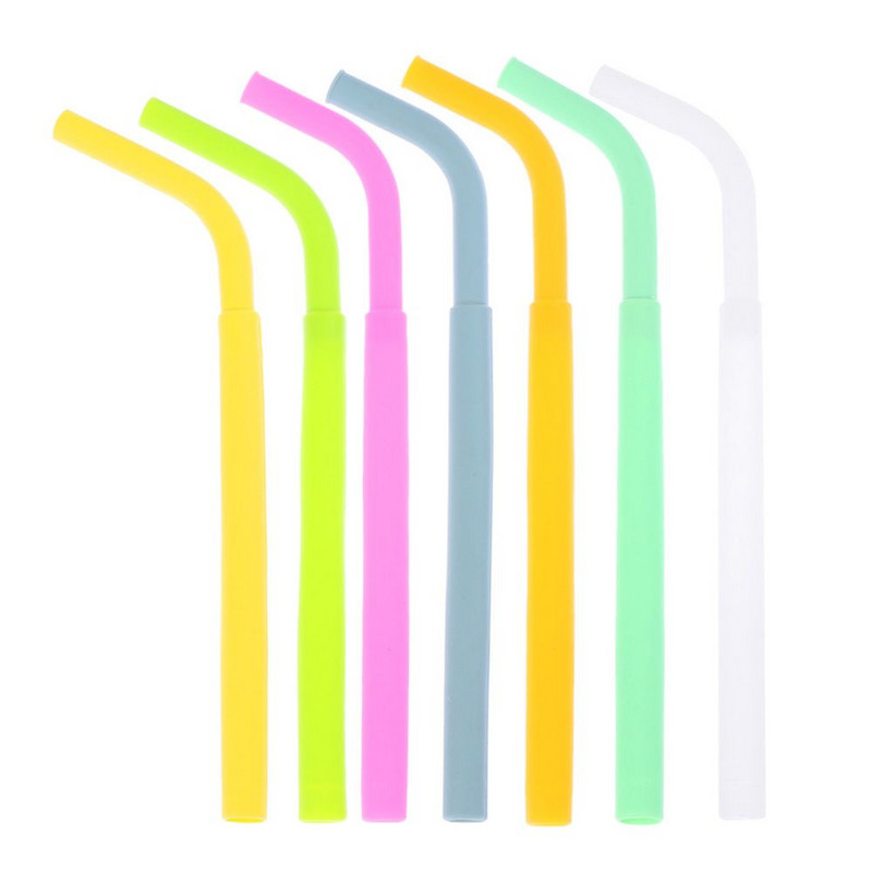 1PC Творчески сгъваеми сламки Преносими многократно използвани хранителни силиконови сламки за пиене Сгъваеми огънати сламки с кутия Миещи се