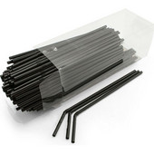 100 τεμ Καλαμάκια πόσιμου 260mm/256mm/210mm Μαύρα μακριά εύκαμπτα είδη γάμου Πλαστικά καλαμάκια για πόσιμο pajitas plastico