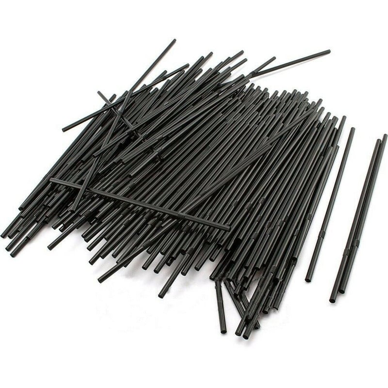 100 de bucăți paie de băut 260 mm/256 mm/210 mm, negre lungi, flexibile, pentru petrecerea de nuntă, paie de băut din plastic pajitas plastico