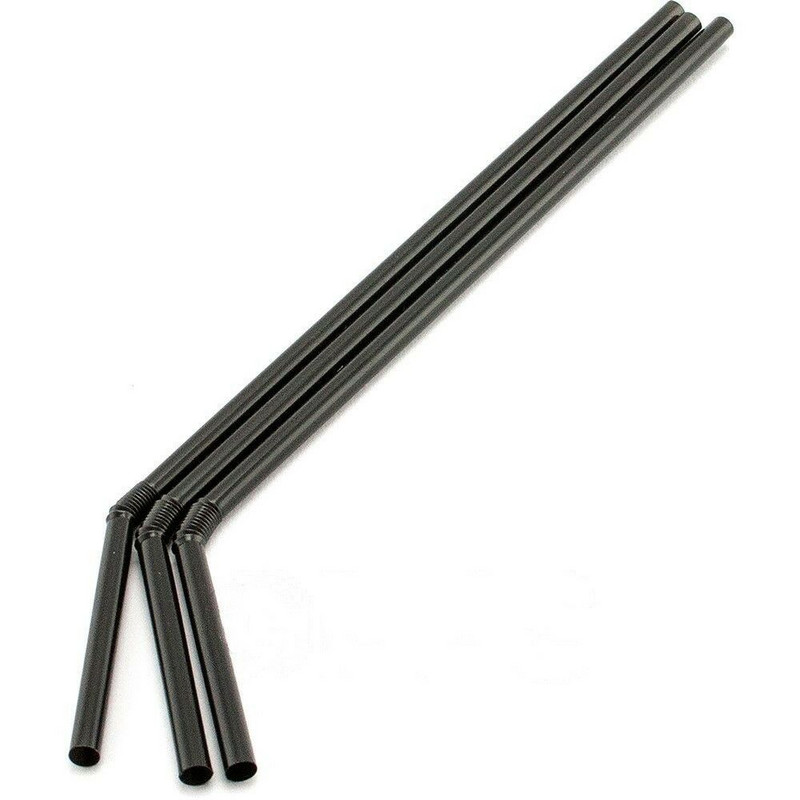 100 de bucăți paie de băut 260 mm/256 mm/210 mm, negre lungi, flexibile, pentru petrecerea de nuntă, paie de băut din plastic pajitas plastico