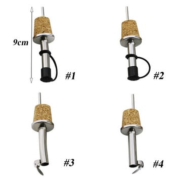 1/3 ΤΕΜ. Μεταλλικά Barware With Cover Plug Oil Dispenser Πώμα μπουκαλιού Wine Pourer Ξύλινος φελλός