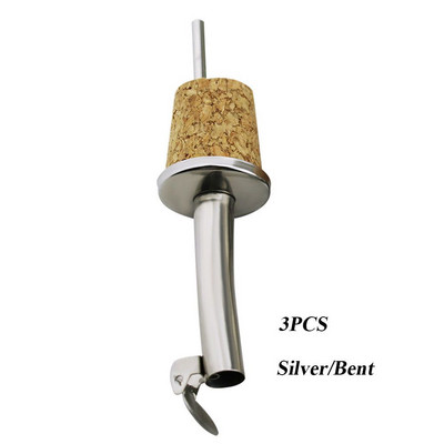 1/3 ΤΕΜ. Μεταλλικά Barware With Cover Plug Oil Dispenser Πώμα μπουκαλιού Wine Pourer Ξύλινος φελλός