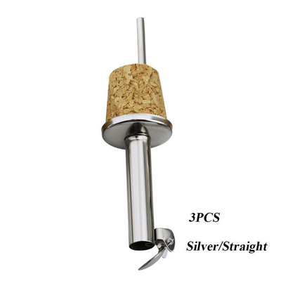 1/3 ΤΕΜ. Μεταλλικά Barware With Cover Plug Oil Dispenser Πώμα μπουκαλιού Wine Pourer Ξύλινος φελλός