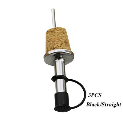 1/3 ΤΕΜ. Μεταλλικά Barware With Cover Plug Oil Dispenser Πώμα μπουκαλιού Wine Pourer Ξύλινος φελλός