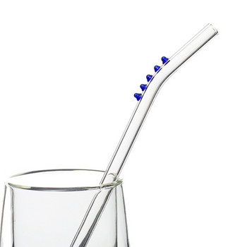 Стъклена сламка за многократна употреба Екологични високо боросиликатни огънати сламки за пиене за коктейли Аксесоари за барове
