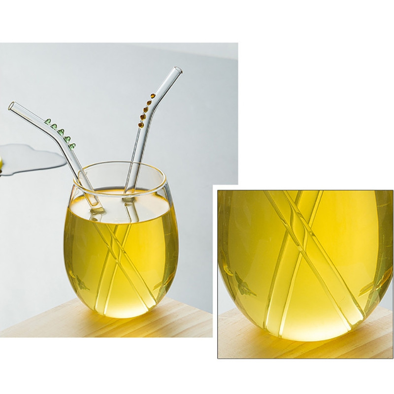 Paie reutilizabile din sticlă Eco-friendly Paie de băut îndoite în borosilicat înalt pentru smoothie Cocktail-uri Accesorii pentru bar