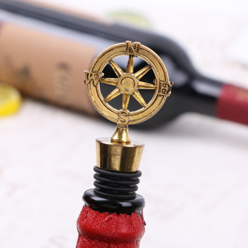 Αξεσουάρ διακόσμησης μπαρ Σχήμα πυξίδας Ρετρό πώμα κρασιού Χρυσό χρώμα Πώμα μπουκαλιών κρασιού Μεταλλικά δώρα γάμου Εργαλεία μπαρ