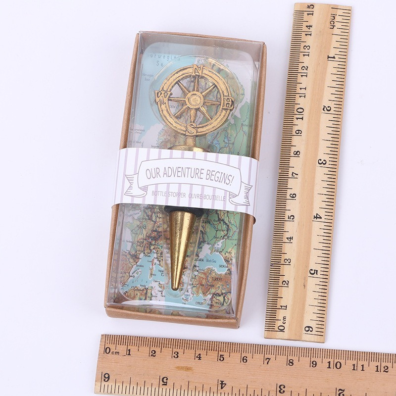 Accesorii pentru decorarea barului, în formă de busolă, dop de vin retro, de culoare aurie, dopuri pentru sticle de vin, din metal, cadouri de nuntă, instrumente pentru bar