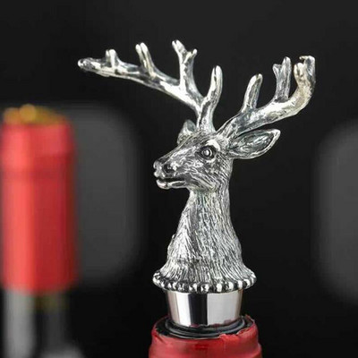 Нов наливник за вино с глава на елен от неръждаема стомана Уникални запушалки за бутилки вино Аератори за вино Бар инструменти Коледна запушалка за бутилки вино