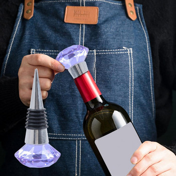 Диамантена кристална запушалка за вино Кристална метална силиконова непропусклива запушалка за вино за многократна употреба Уплътнител за бутилка Коркова тапа запушалка за бутилка вино