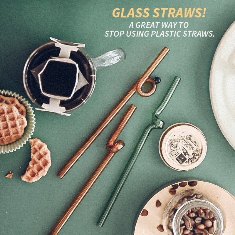 Paie de sticlă colorate Pai reutilizabile Paie de sticlă rezistente la căldură Lapte de băut Ceai Tijă lungă Paie de sticlă Băuturi Accesorii pentru bar