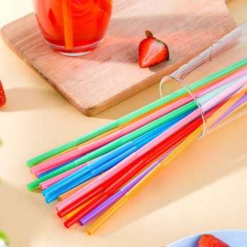 100Pcs Drinking Plastic Straws Colorful Art Long Flexible Wedding Party Supplies Πλαστικά καλαμάκια πόσιμου Αξεσουάρ κουζίνας